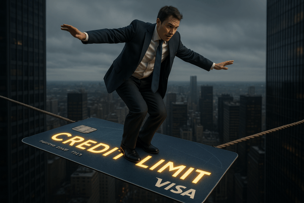 man on credit limit tightrope
