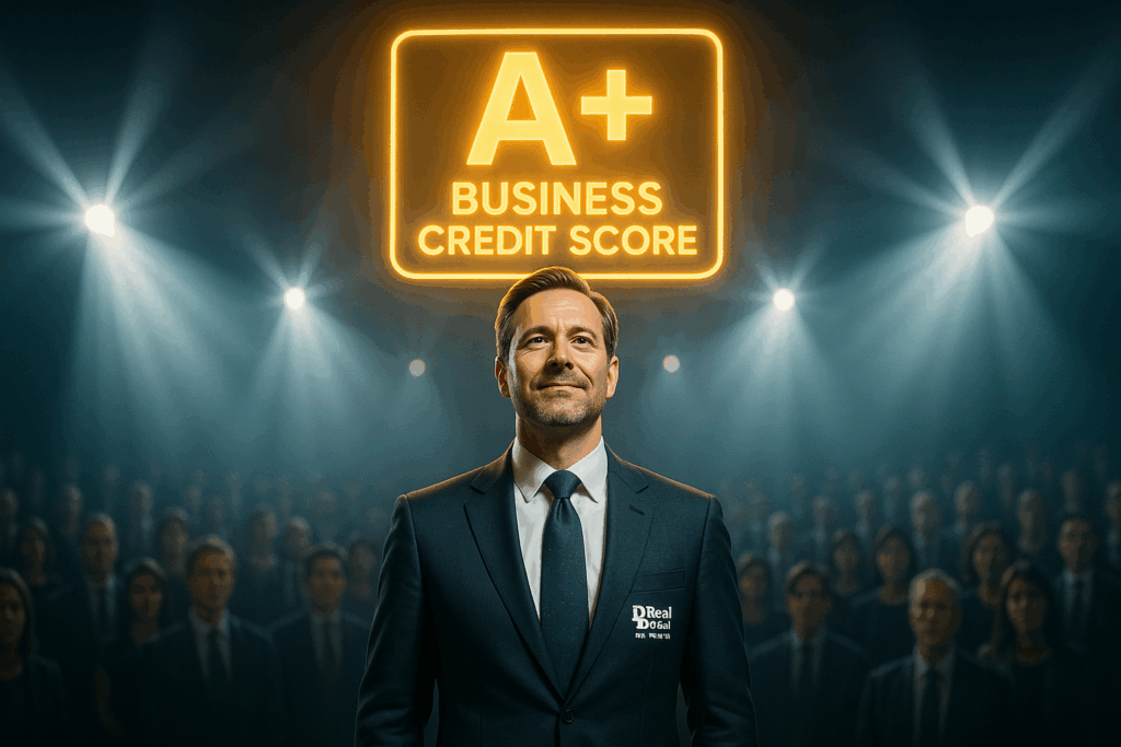 business man with an a+ credit score