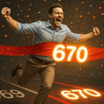 man crossing over the credit finish line