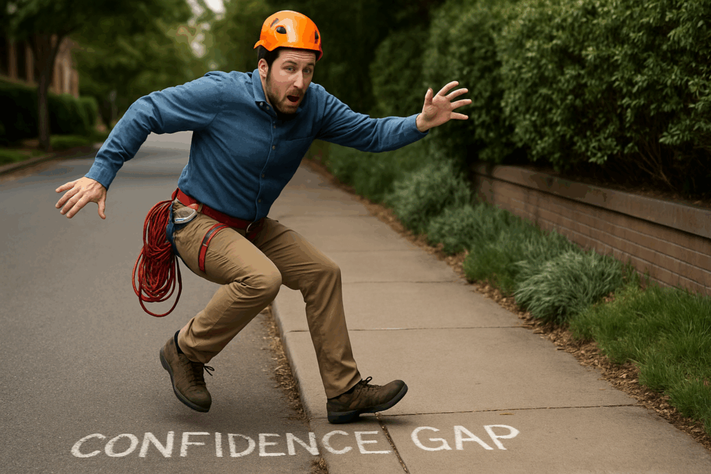Man crossing the confidence gap
